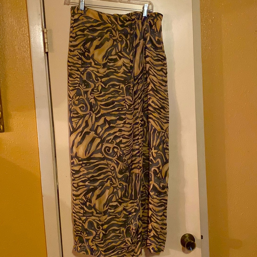 Georgiou Studio vintage animal print faux wrap midi skirt sz 12